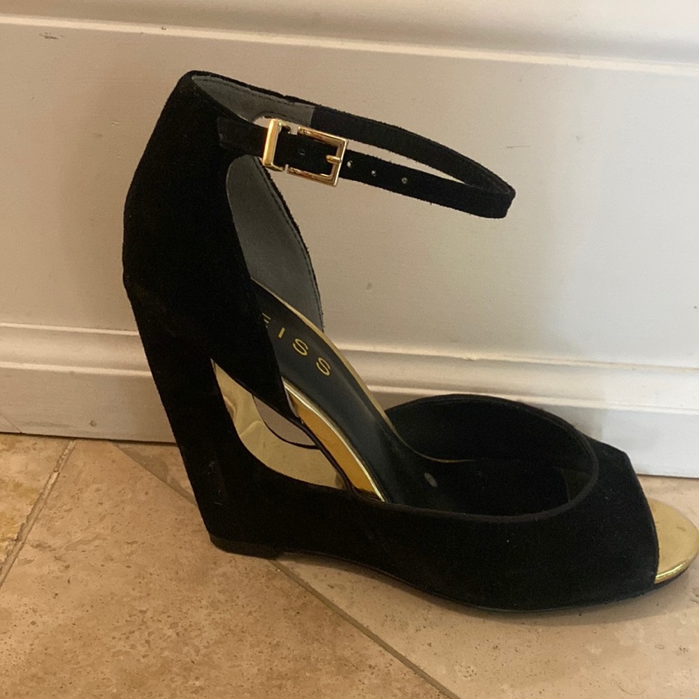 Reiss Suede Sandals - high wedge heel